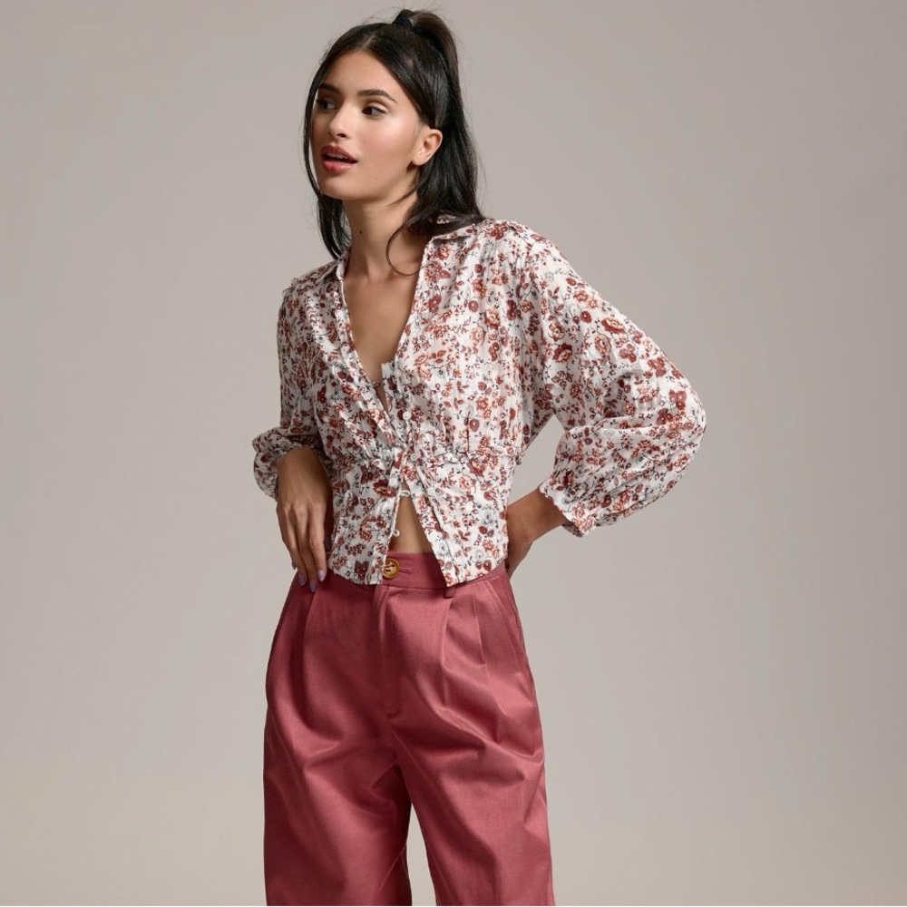 By Anthropologie Smocked Buttondown Blouse